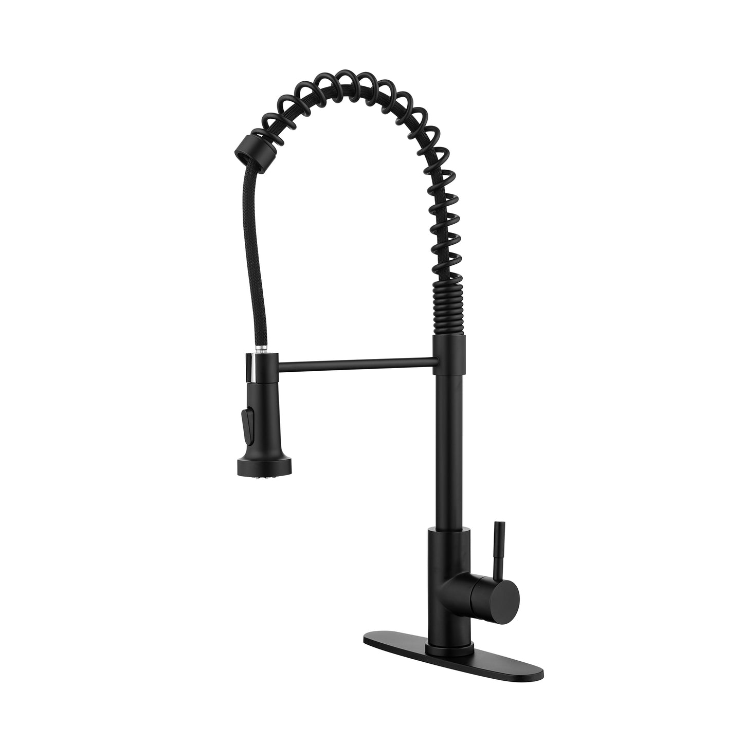 Solid Brass Kitchen Sink Faucet with Pull Down Sprayer - Matte Black