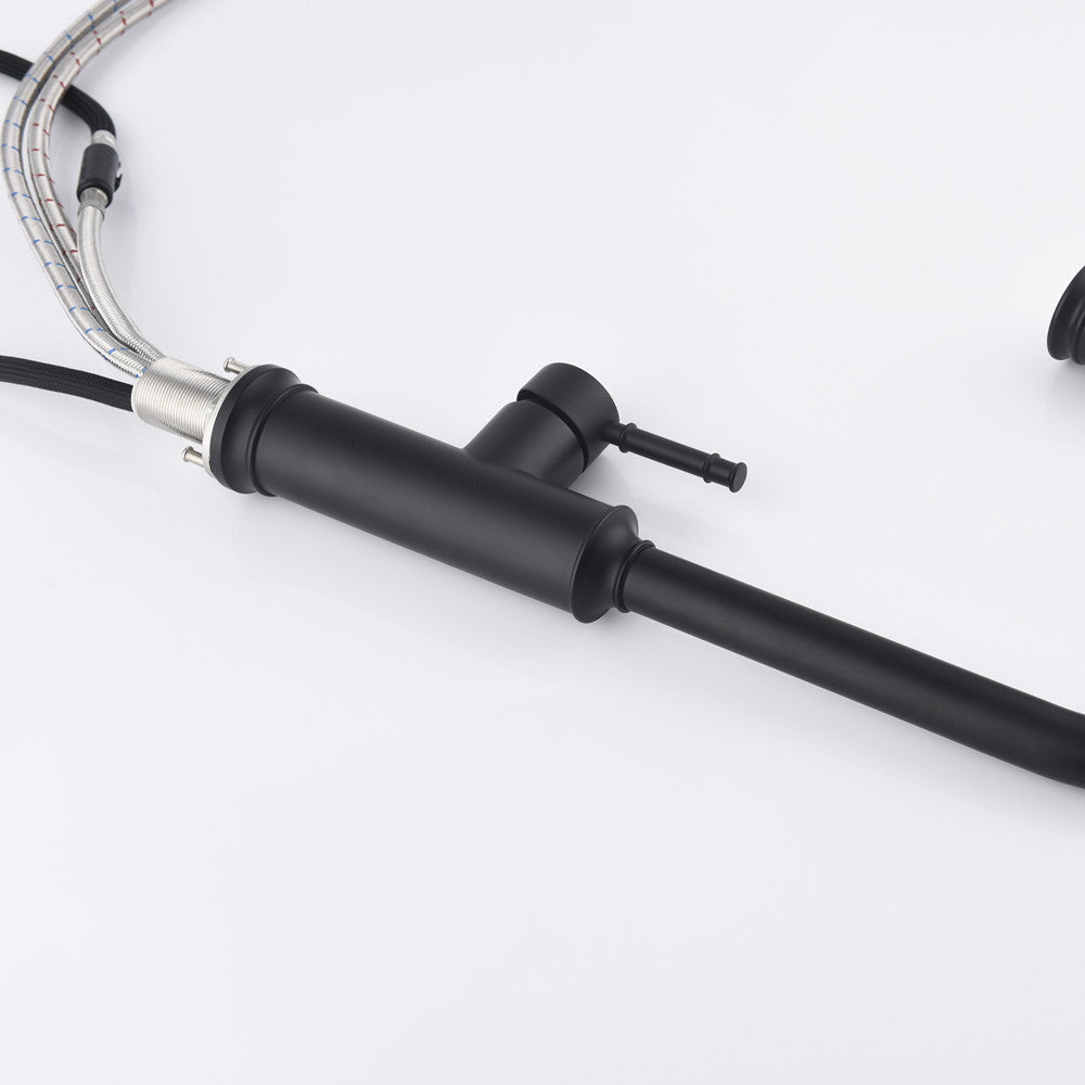 Single-Handle Pull-Down Kitchen Faucet with Dual Function - Matte Black