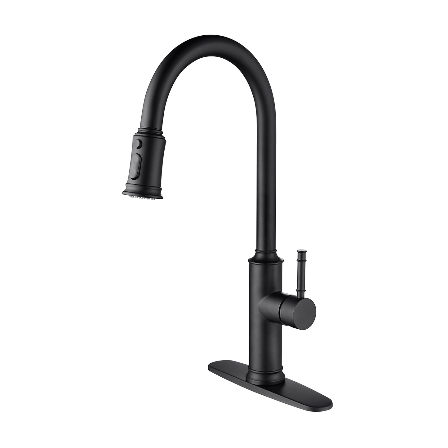 Single-Handle Pull-Down Kitchen Faucet with Dual Function - Matte Black