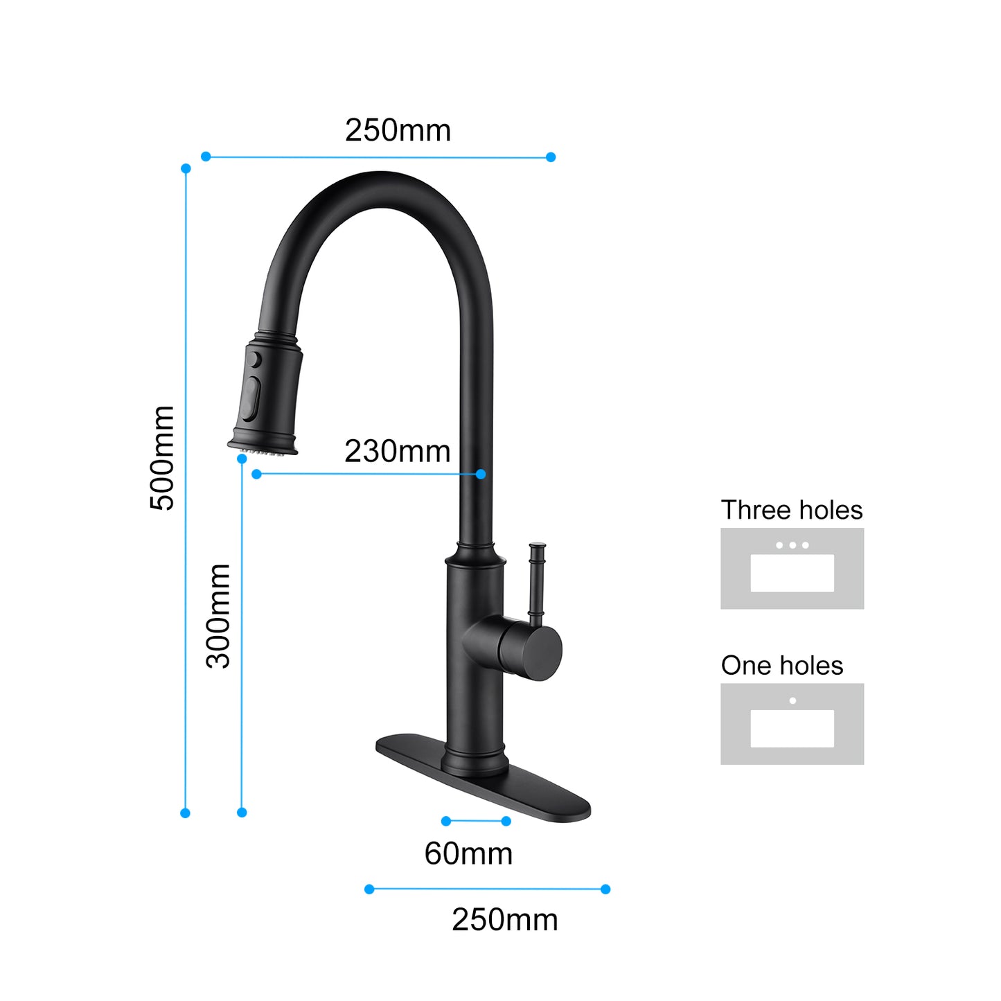 Single-Handle Pull-Down Kitchen Faucet with Dual Function - Matte Black
