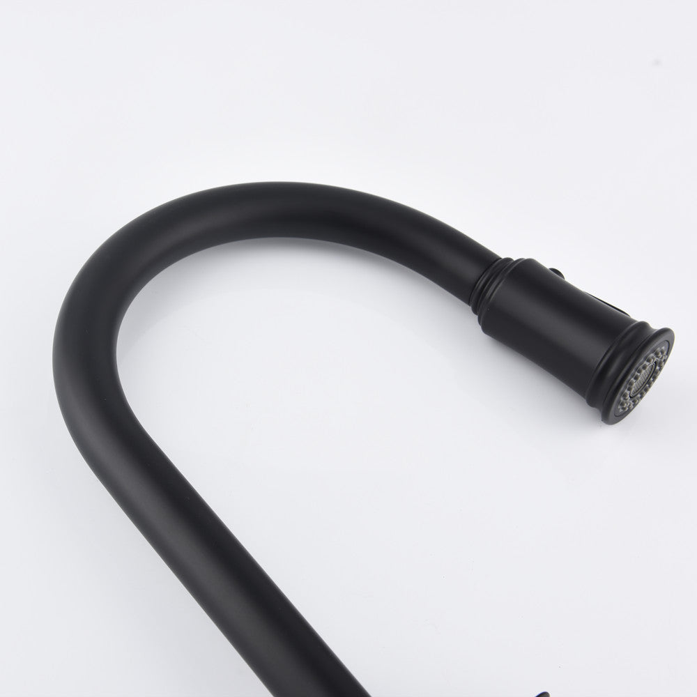 Single-Handle Pull-Down Kitchen Faucet with Dual Function - Matte Black