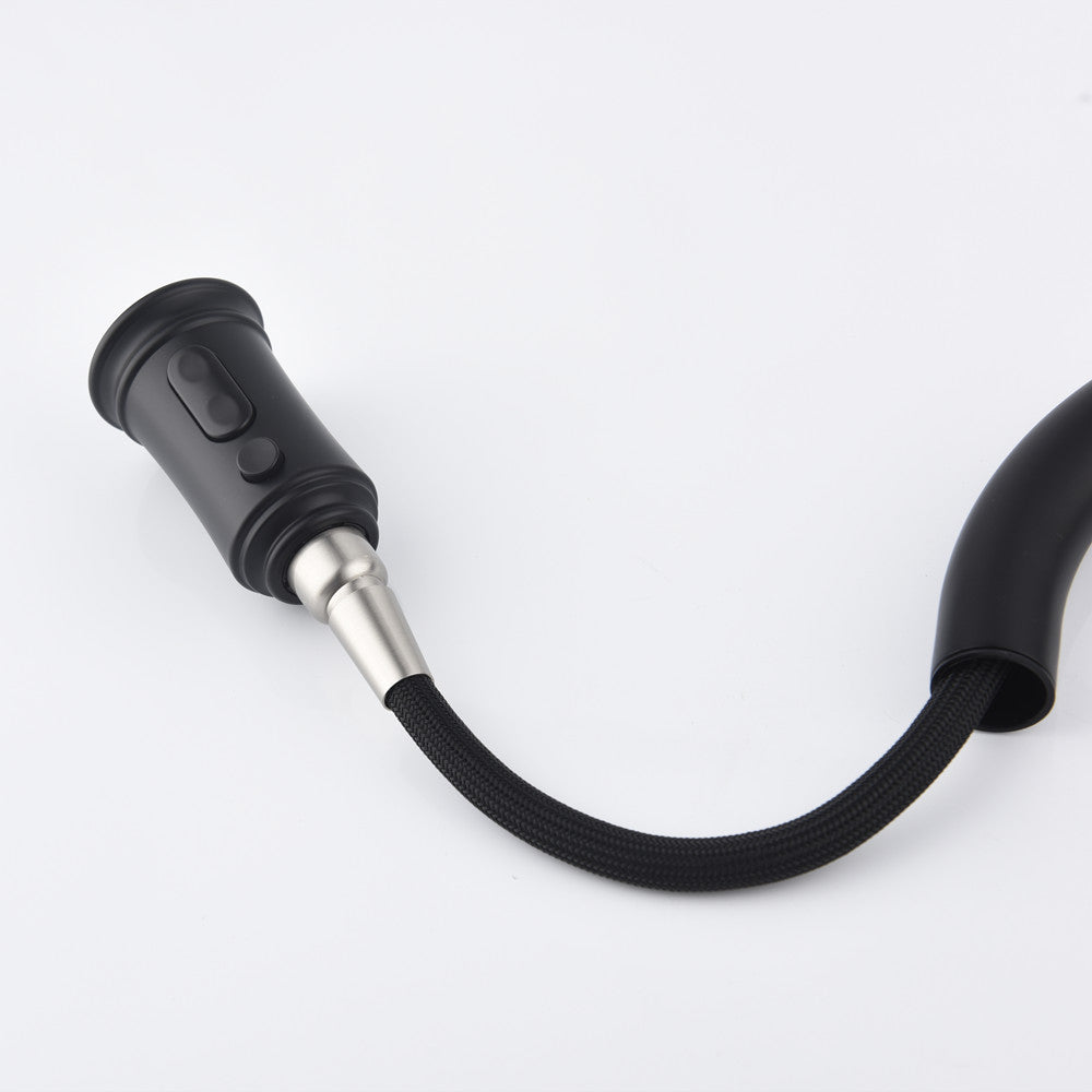 Single-Handle Pull-Down Kitchen Faucet with Dual Function - Matte Black