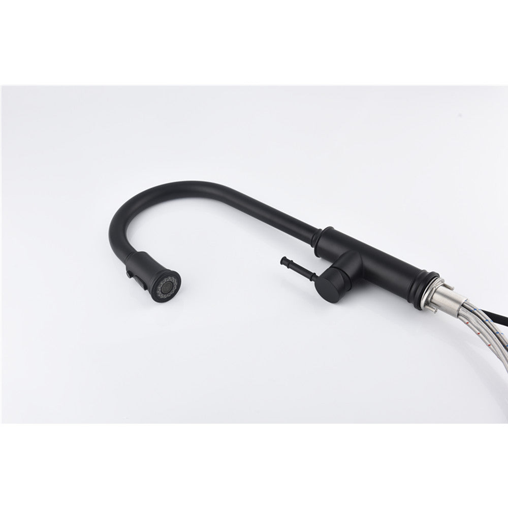 Single-Handle Pull-Down Kitchen Faucet with Dual Function - Matte Black