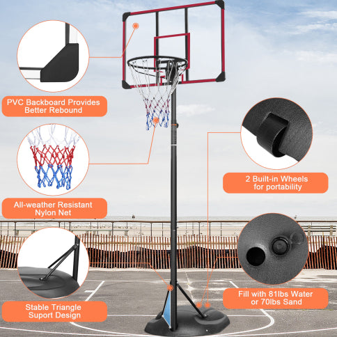 Adjustable Portable Basketball Hoop - 7.5ft to 9.2ft with 32" Backboard