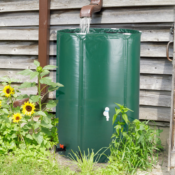 Foldable 100 Gallon Rain Barrel for Garden Water Collection - Green
