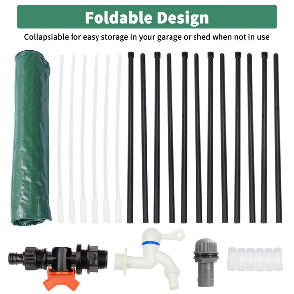 Foldable 100 Gallon Rain Barrel for Garden Water Collection - Green