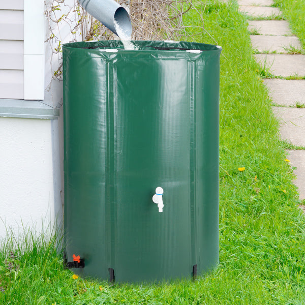 Foldable 100 Gallon Rain Barrel for Garden Water Collection - Green