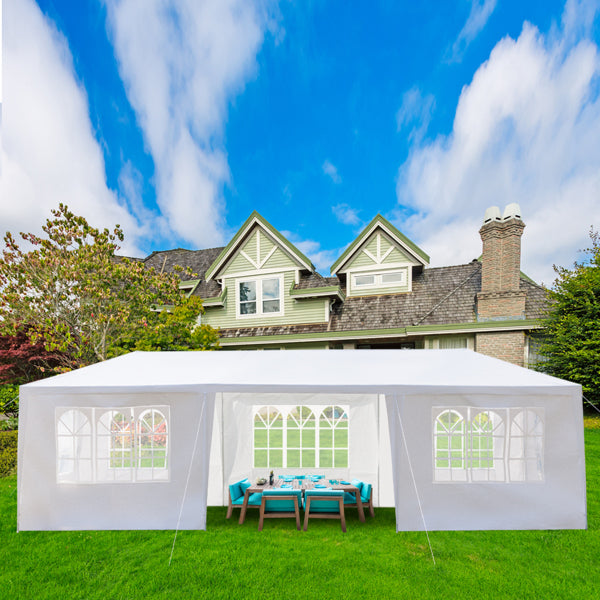 7-Sided Outdoor Party Tent - 3x9m Spacious Sheltering Canopy