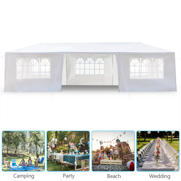 7-Sided Outdoor Party Tent - 3x9m Spacious Sheltering Canopy