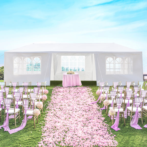 7-Sided Outdoor Party Tent - 3x9m Spacious Sheltering Canopy