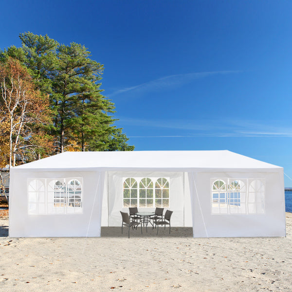 7-Sided Outdoor Party Tent - 3x9m Spacious Sheltering Canopy
