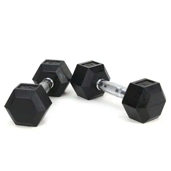 15LB Rubber Coated Cast Iron Dumbbells for Strength Training