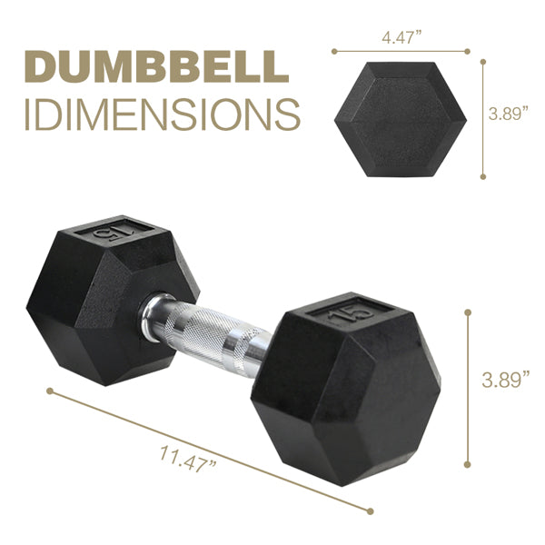 15LB Rubber Coated Cast Iron Dumbbells for Strength Training