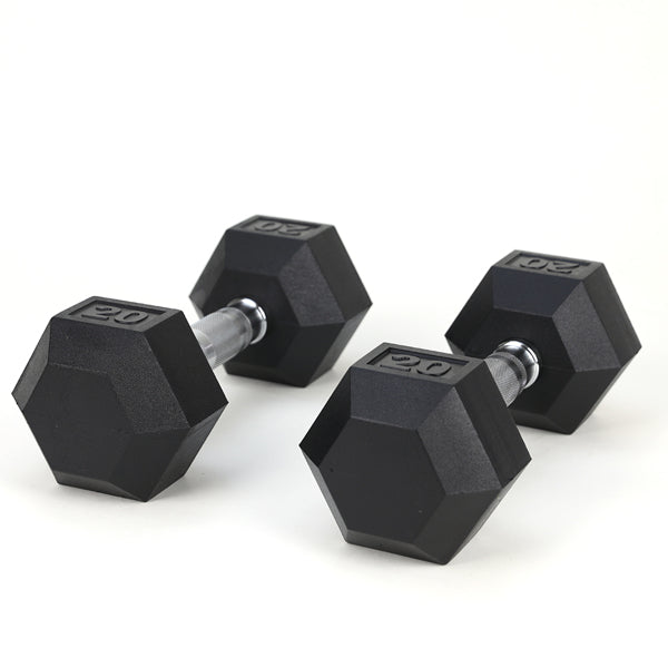 20LB Rubber Coated Solid Cast Iron Dumbbells for Strength Training