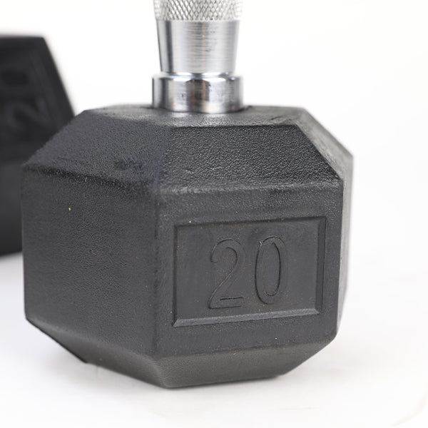 20LB Rubber Coated Solid Cast Iron Dumbbells for Strength Training
