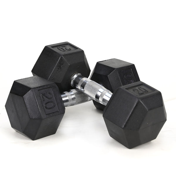 20LB Rubber Coated Solid Cast Iron Dumbbells for Strength Training