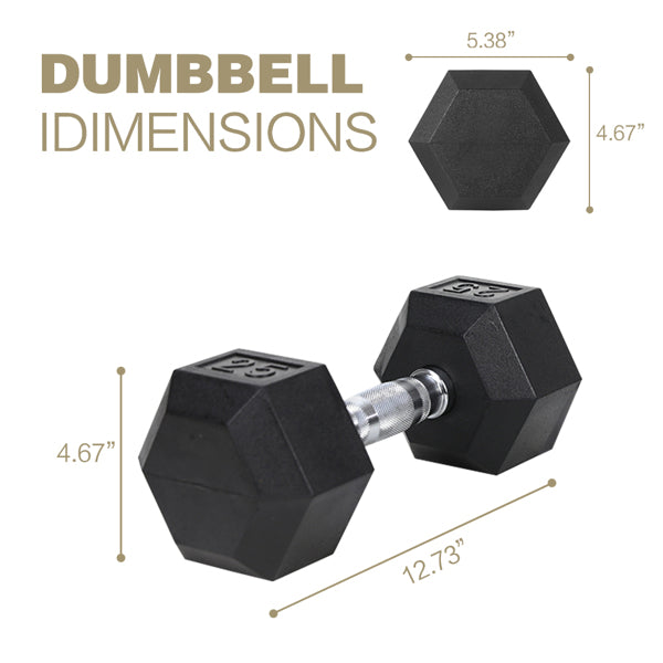 20LB Rubber Coated Solid Cast Iron Dumbbells for Strength Training
