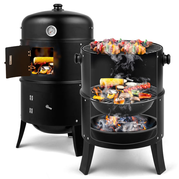 Portable Charcoal Grill Smoker - 80x41x48cm