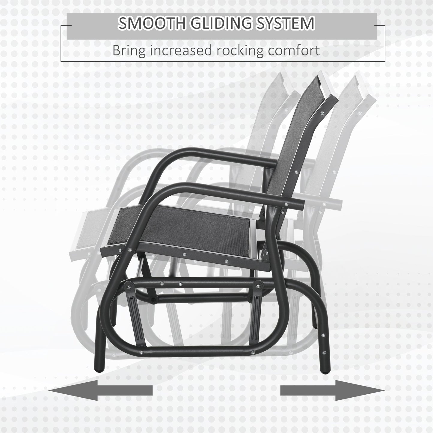 2-Piece Outdoor Glider Rocking Chair Set - Black