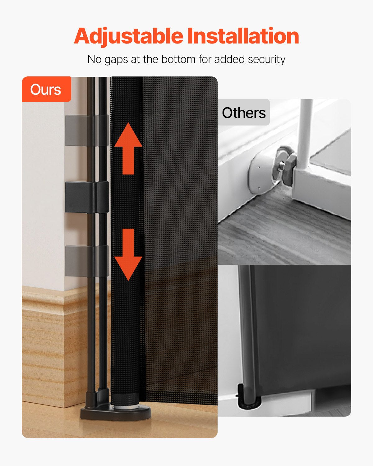 Retractable Baby Gate 34 Inch Tall Extends Up To 110 Inch Wide Mesh Safety Barrier for Kids Pets