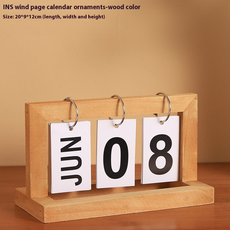 Wooden Calendar Office Desk Decor - Wind Flip & Perpetual Styles for Home & Study