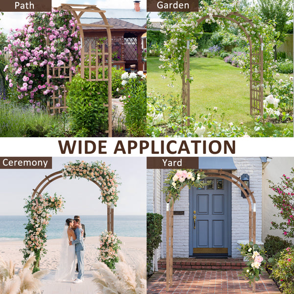 7FT Wooden Garden Arbor Wedding Arch Backdrop Stand for Ceremony and Party, Dark Brown