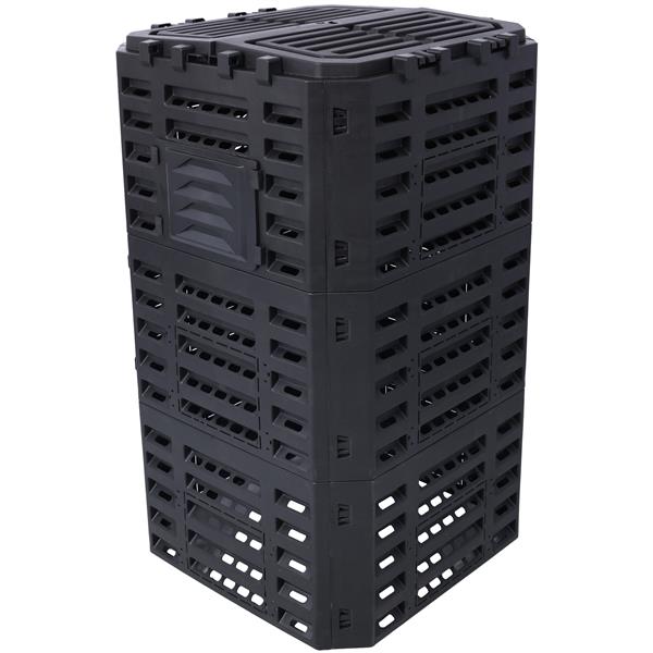 Garden Compost Bin 132 Gallons Recycled Plastic Black Outdoor Tool