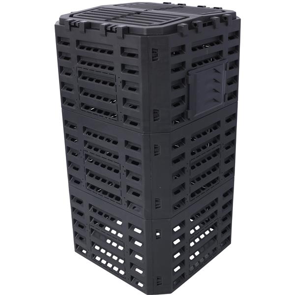 Garden Compost Bin 132 Gallons Recycled Plastic Black Outdoor Tool