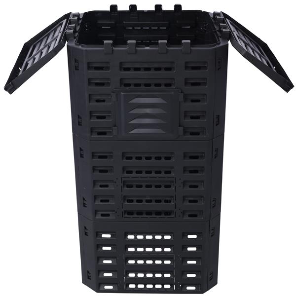 Garden Compost Bin 132 Gallons Recycled Plastic Black Outdoor Tool