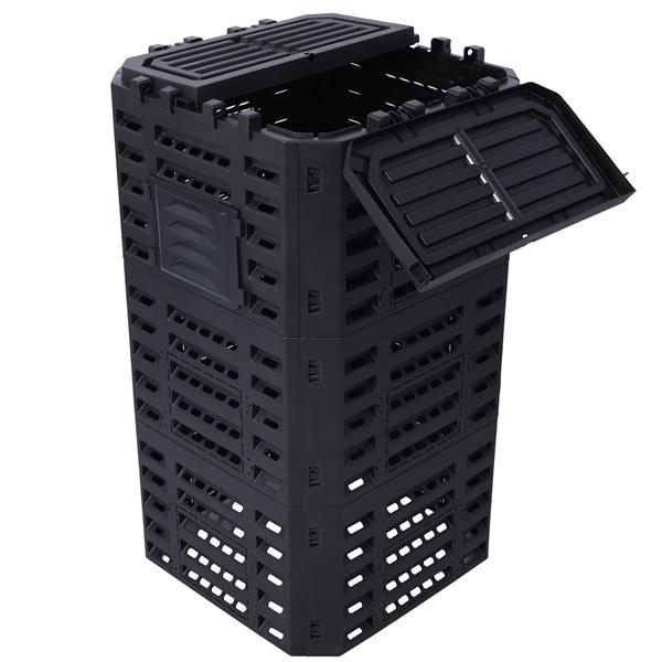 Garden Compost Bin 132 Gallons Recycled Plastic Black Outdoor Tool