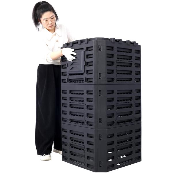 Garden Compost Bin 132 Gallons Recycled Plastic Black Outdoor Tool