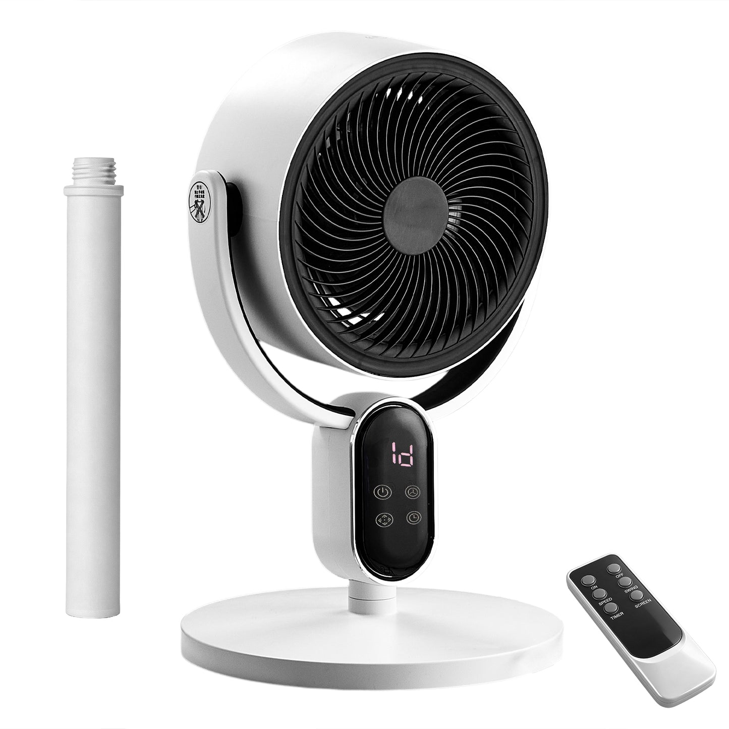 Standing Desk Fan with Remote & Oscillation - 110V 40W Air Circulator, 3 Speeds, 12H Timer