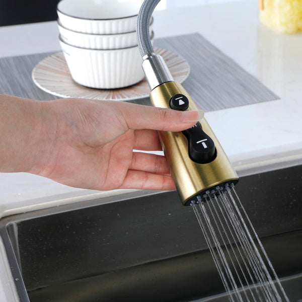 Pull-Down Kitchen Faucet with Eco-Friendly Stainless Steel - Gold