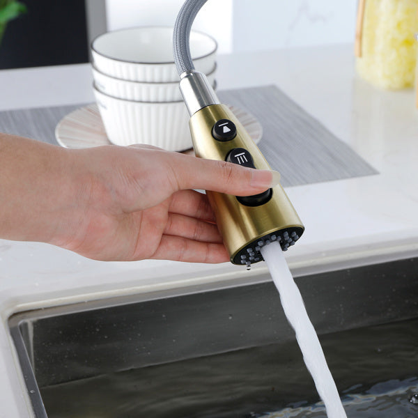 Pull-Down Kitchen Faucet with Eco-Friendly Stainless Steel - Gold