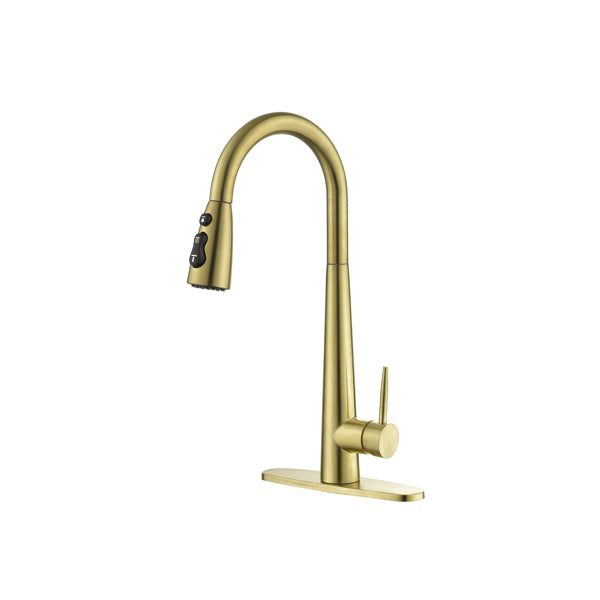 Pull-Down Kitchen Faucet with Eco-Friendly Stainless Steel - Gold