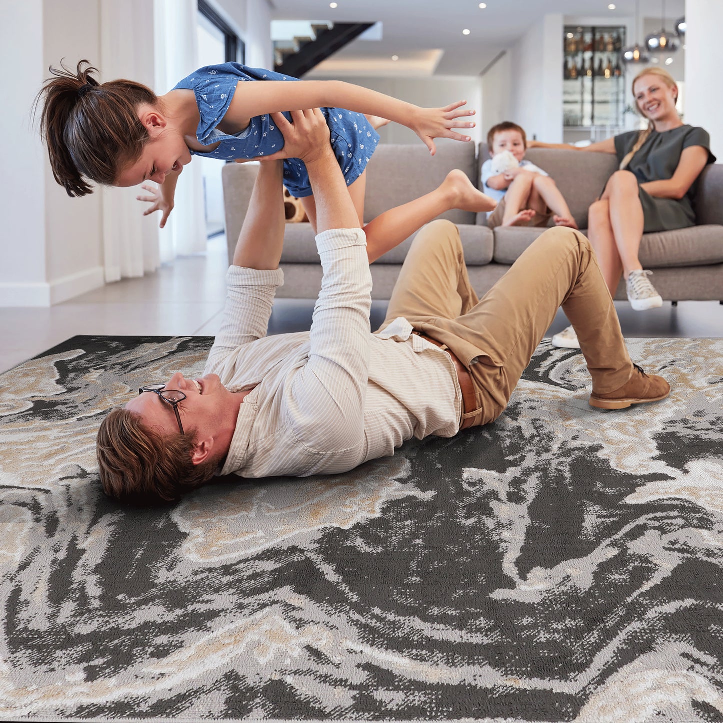 PAYAS 2X3 Grey Abstract Doormat Rug