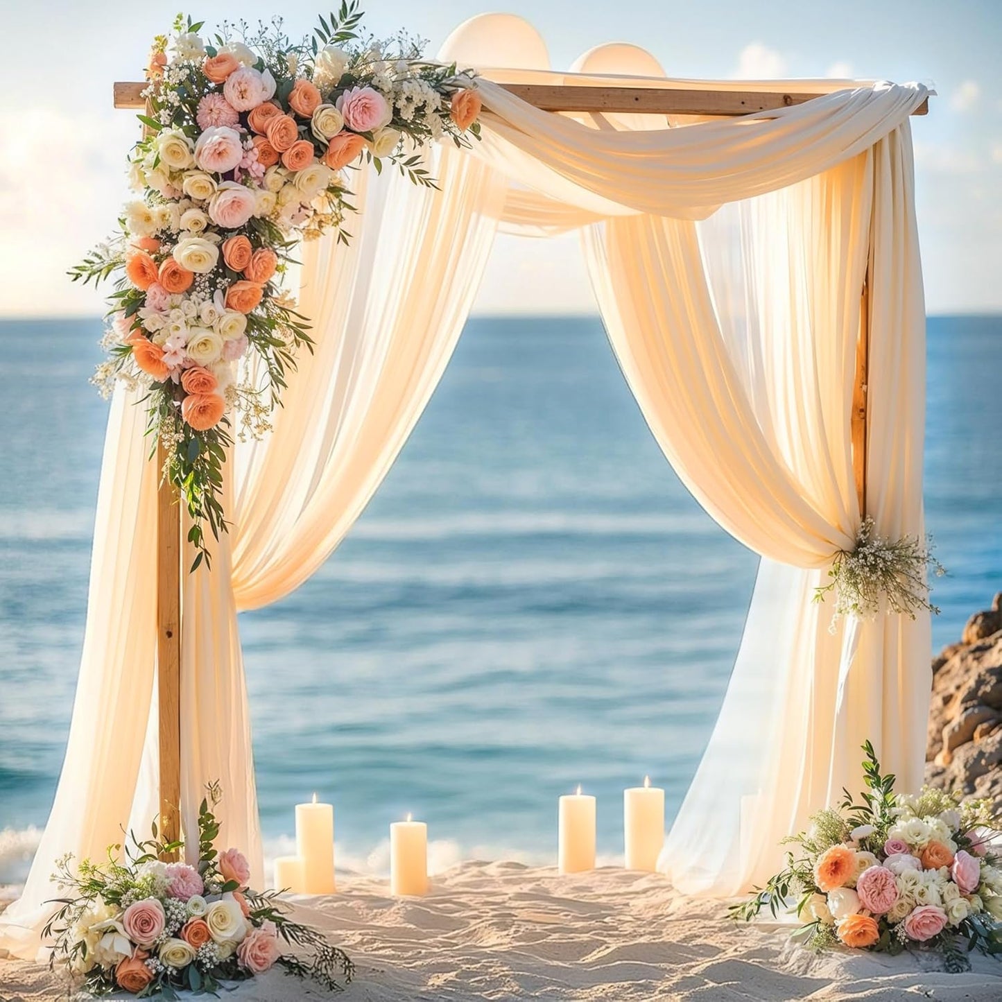 Wedding Arch Draping Fabric - 2 Panels, Beige, Polyester