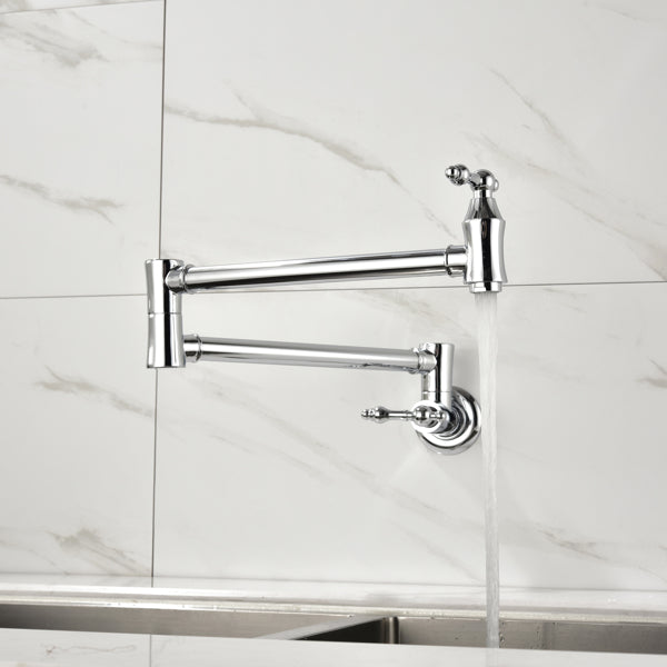 Wall Mount Pot Filler Kitchen Faucet - Chrome Finish