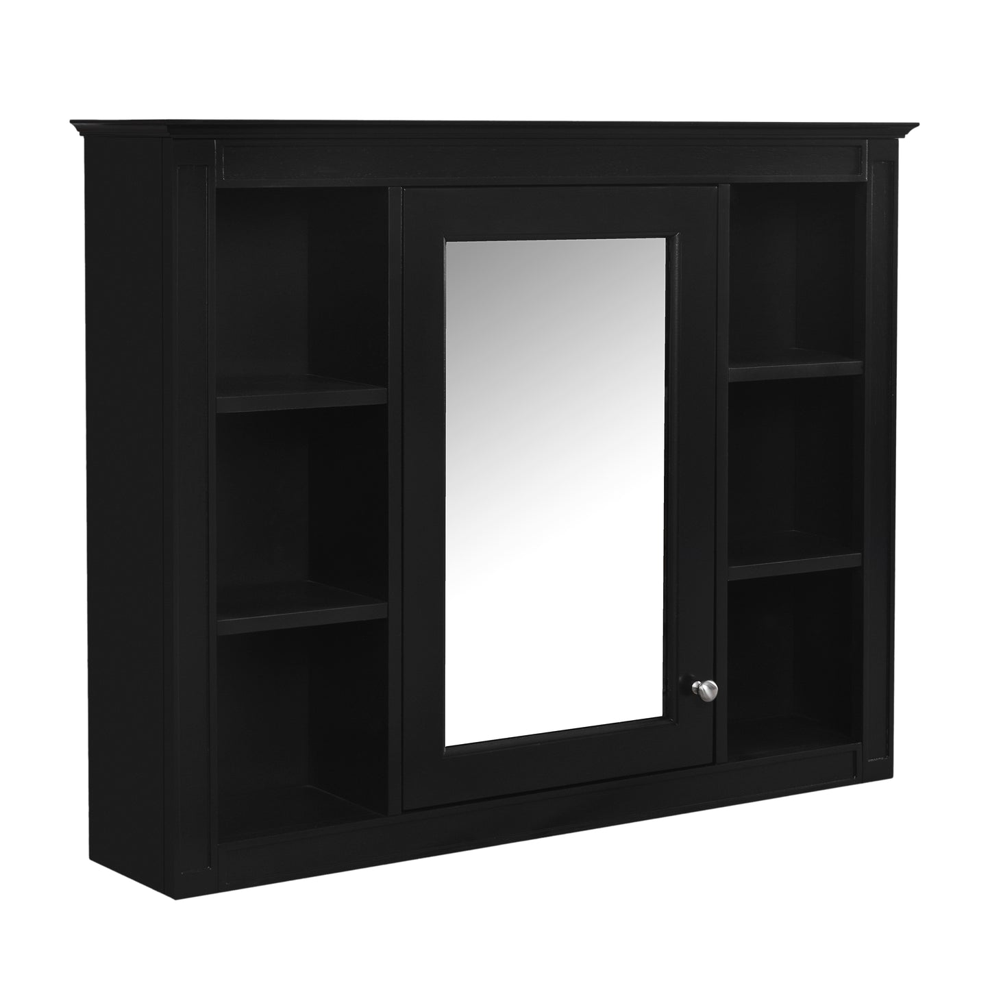 35'' x 28'' Wall Mounted Medicine Cabinet with Mirror - Black