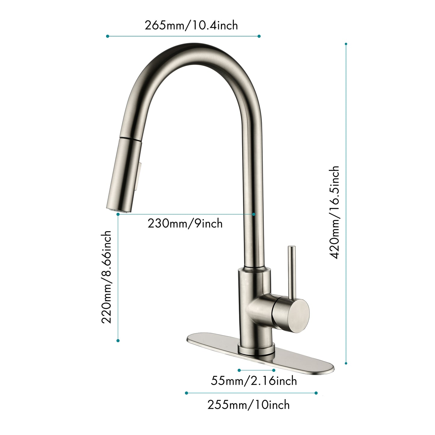 Stainless Steel Kitchen Faucet with Pull-Down Sprayer