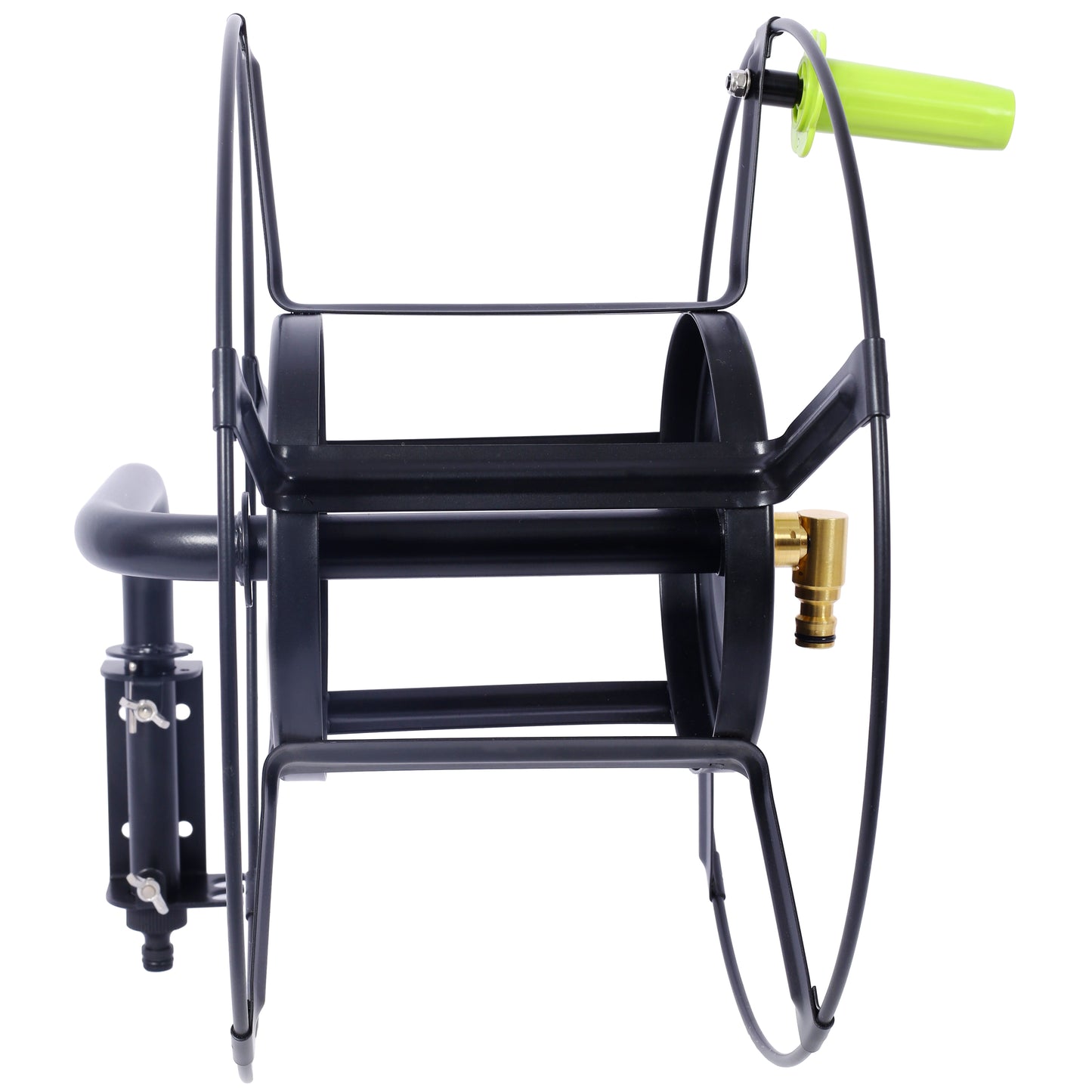 Wall Mount Swivel Garden Hose Reel with Quick Connectors, 82 Ft Black