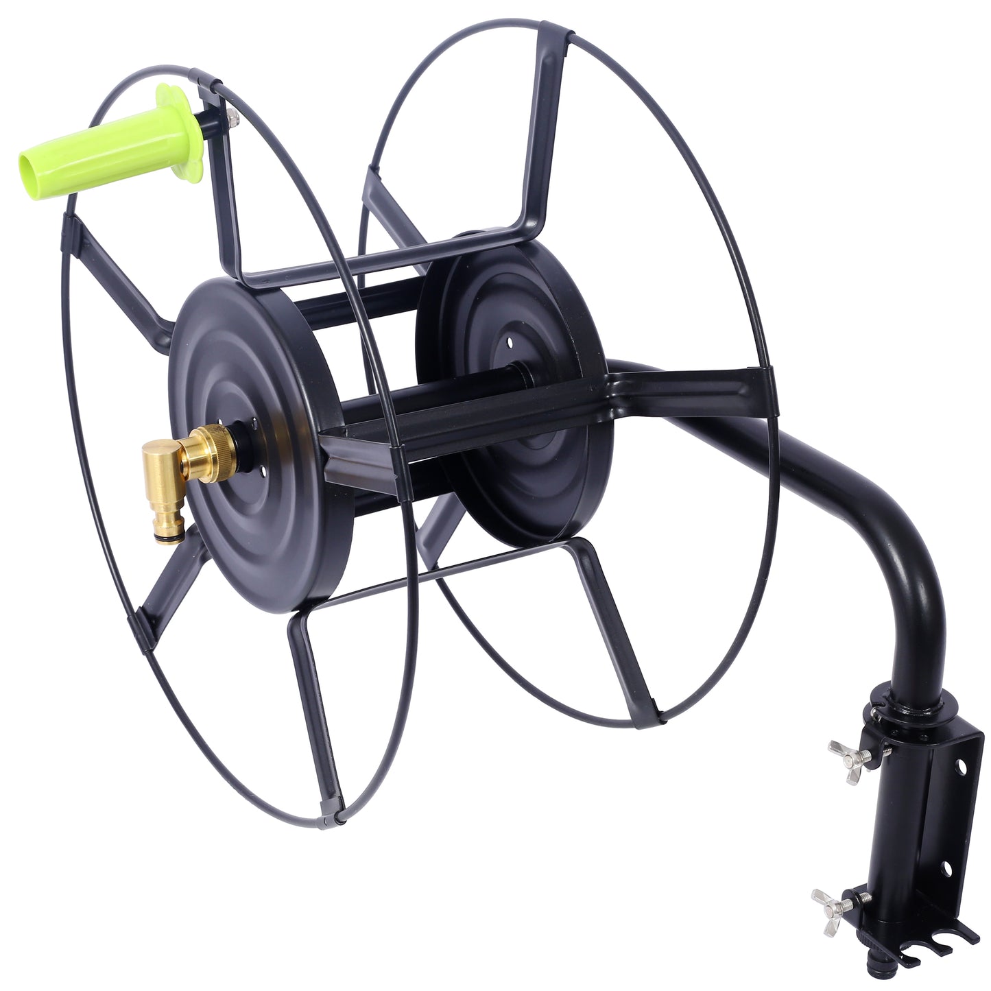Wall Mount Swivel Garden Hose Reel with Quick Connectors, 82 Ft Black