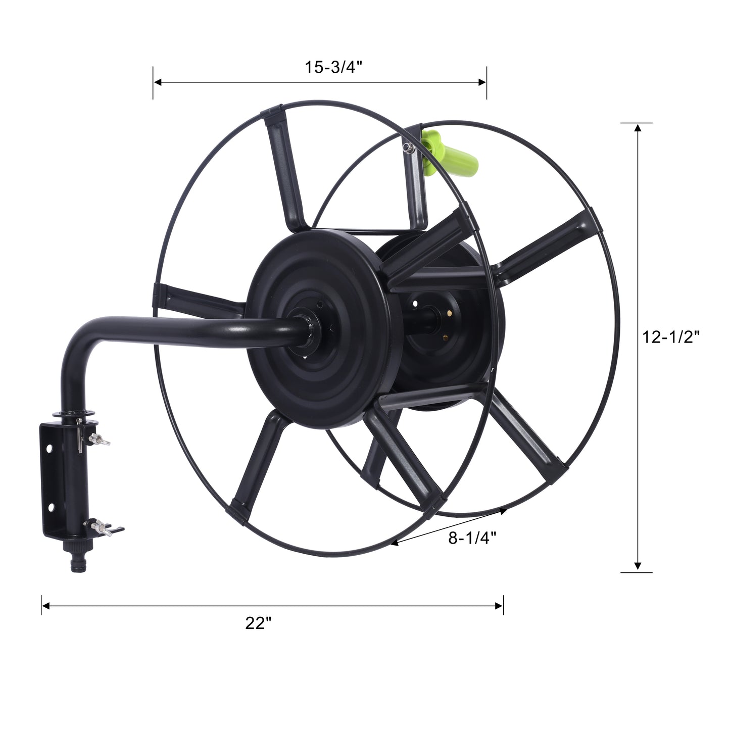 Wall Mount Swivel Garden Hose Reel with Quick Connectors, 82 Ft Black