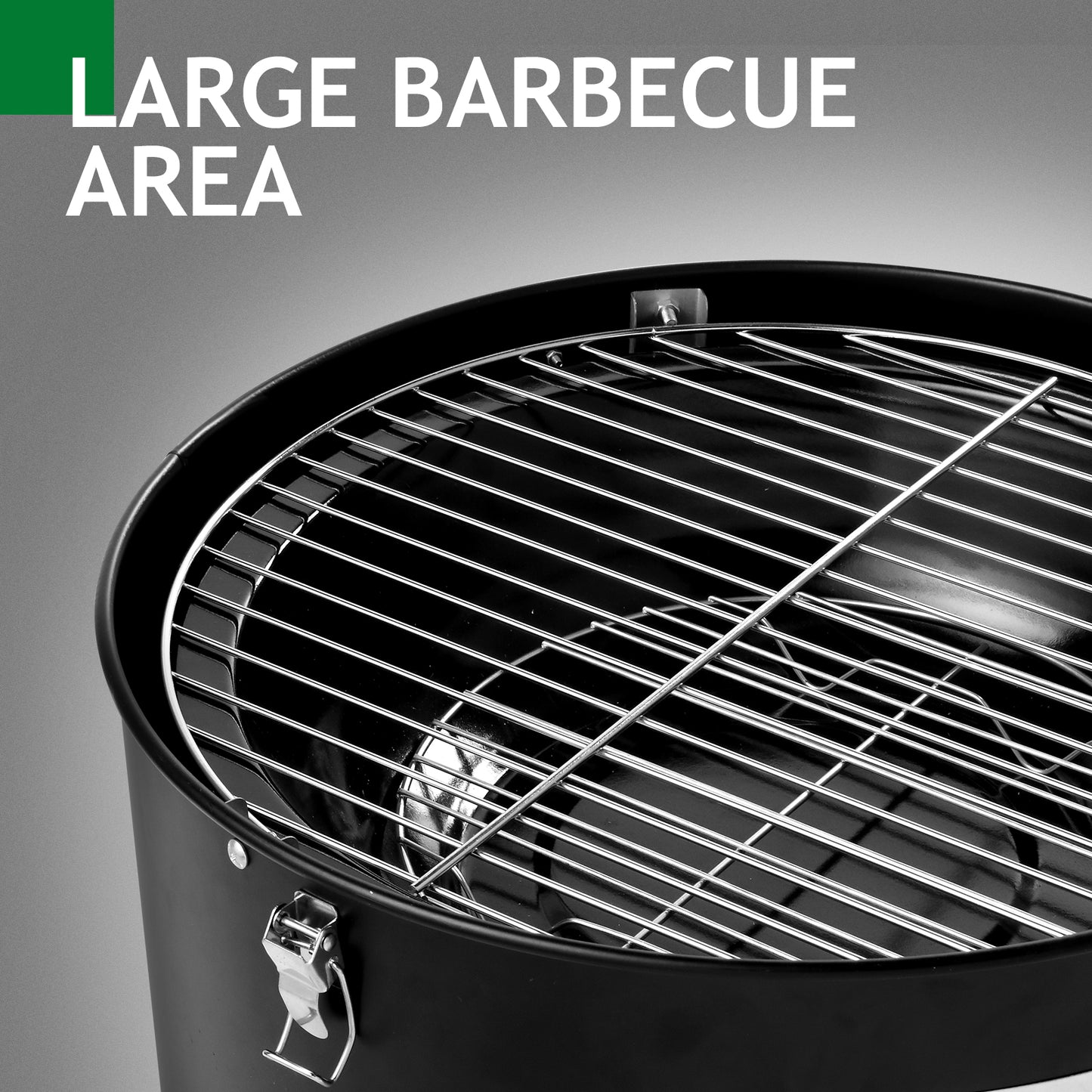 Vertical Steel Charcoal Smoker - Double-Walled BBQ Grill - Black