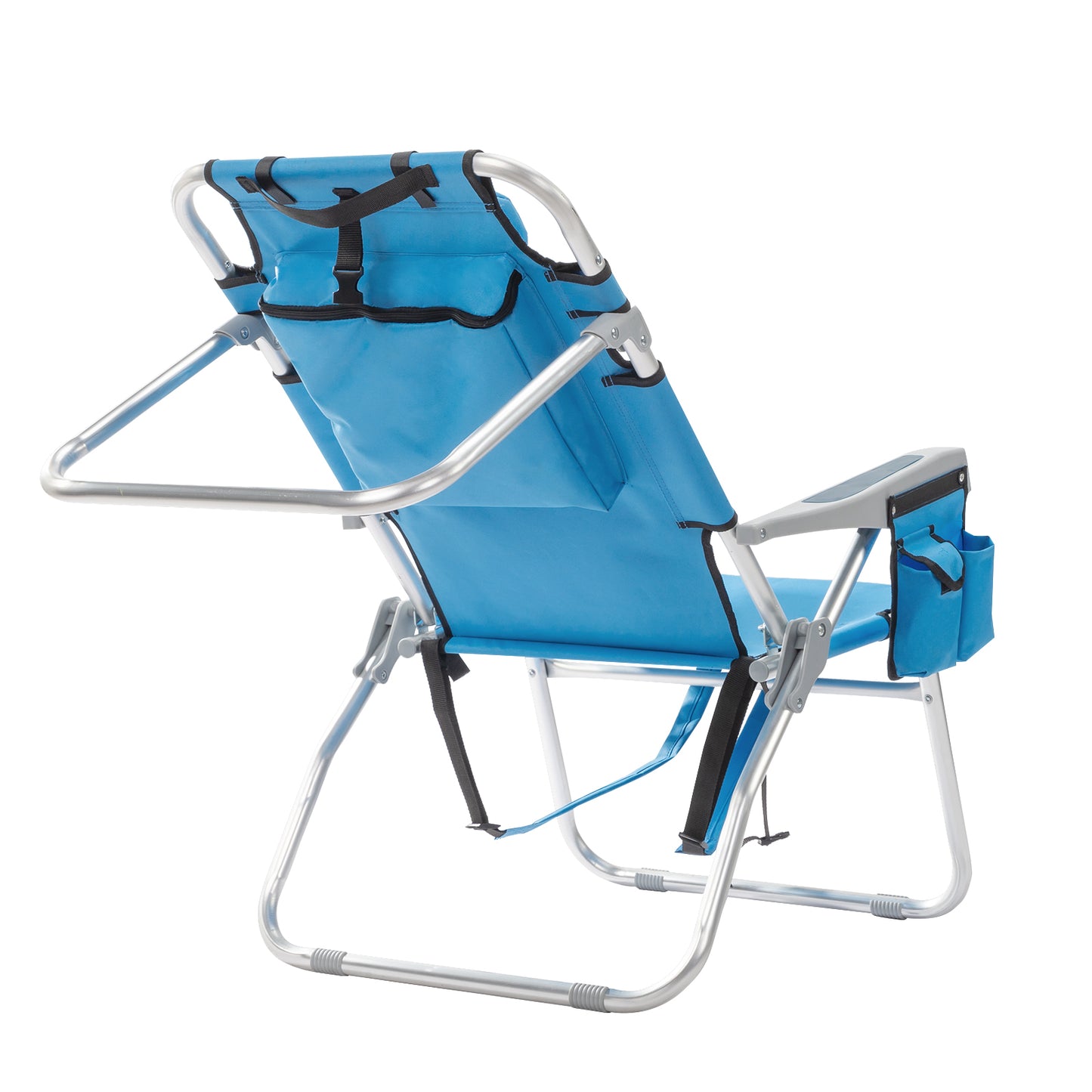 Lightweight Folding Beach Chair with Adjustable Back - Blue