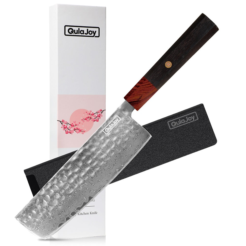 8 Inch Chef Knife - Japanese Damascus VG-10 Steel, Hammered Blade