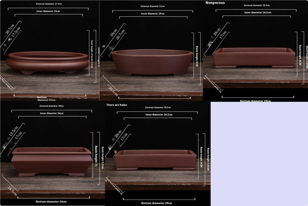 Purple Ceramic Square Plant Pot for Desktop & Floor Bonsai Display