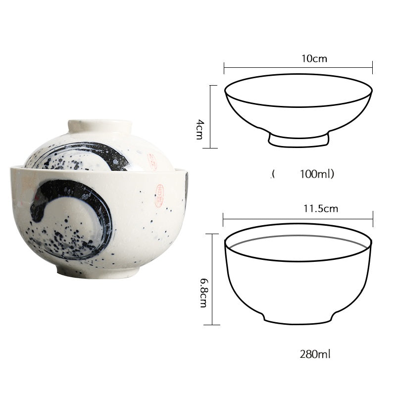 Ceramic Soup Pot with Cover and Spoon Set - Kitchen Dinnerware