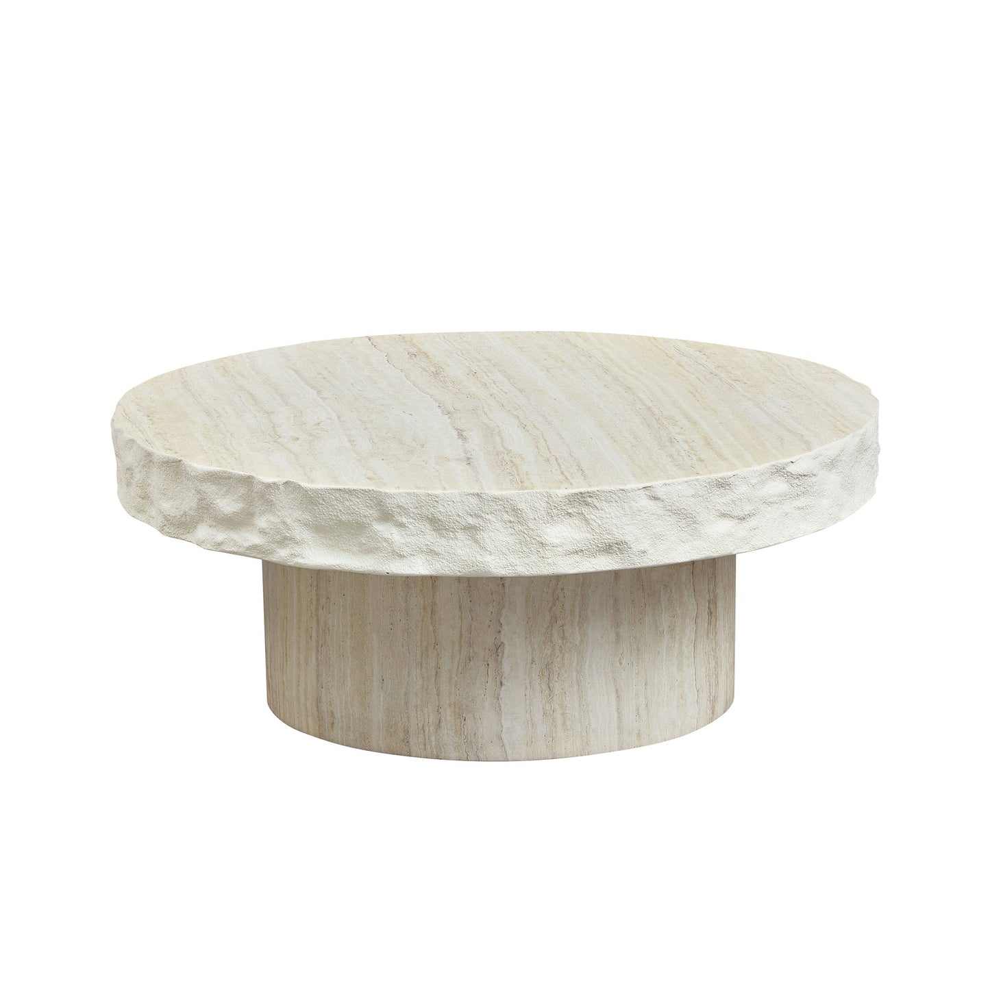 31.69-Inch Round Faux MARS Coffee Table - Beige