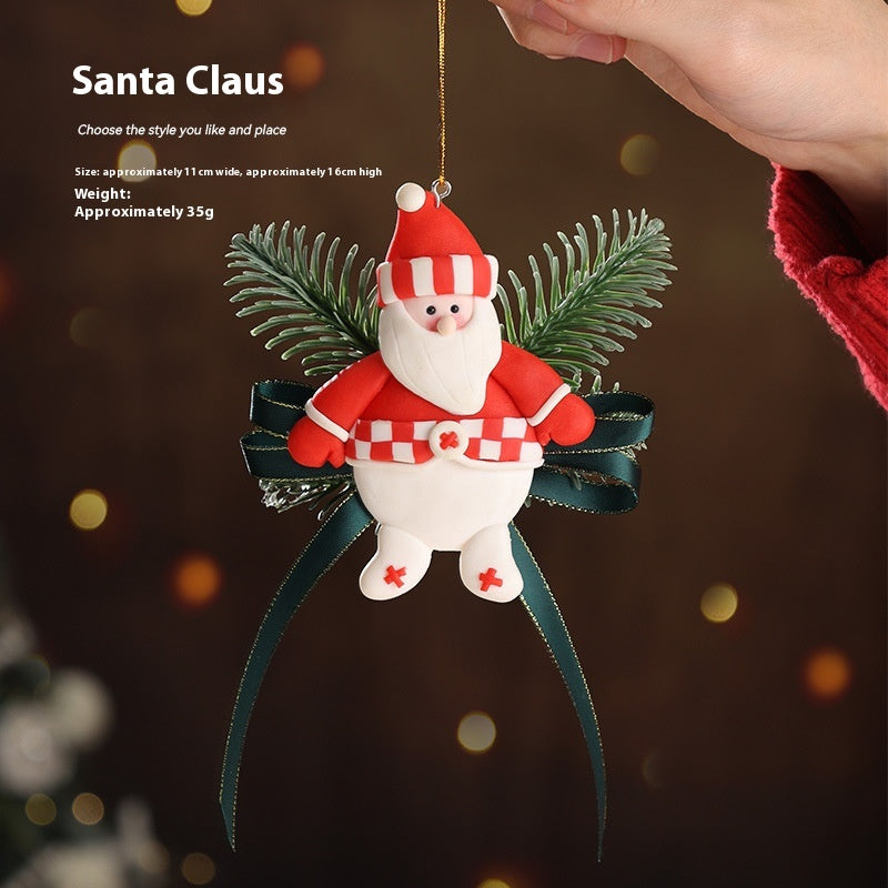 Christmas Hanging Decorations Set - Festive PVC & Plush Ornaments for Holiday Home Decor